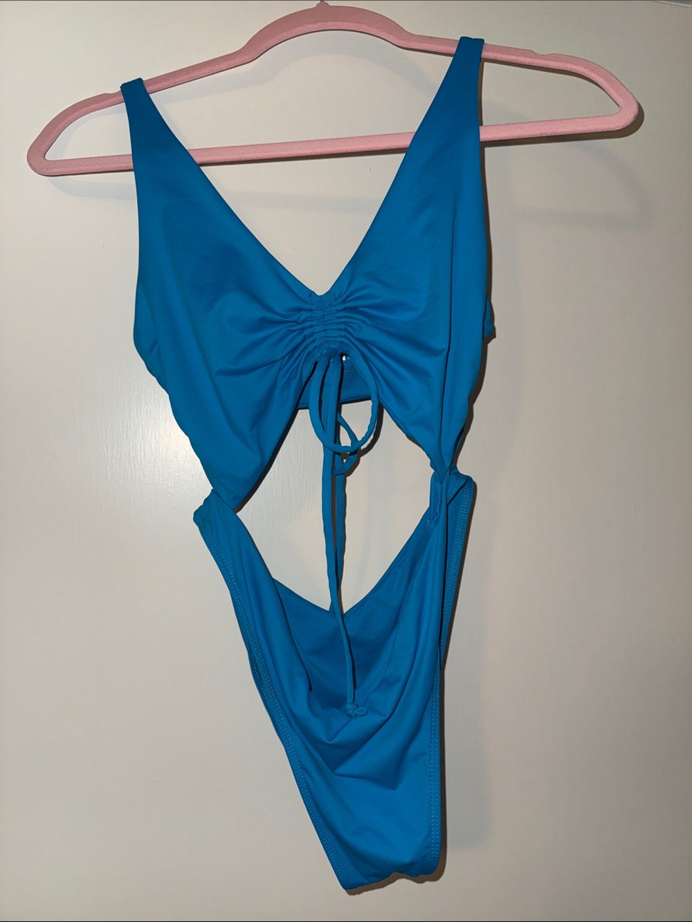Frankie's Bikinis Bright Turquoise Ruched One-Piece Swimsuit